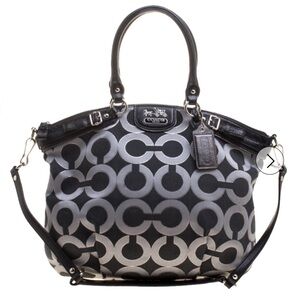 Coach Madison Sophia 
Black Op Art 
Sateen and Leather Satchel.